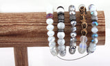 Natural Stone & Glass Crystal Pave Bracelet Set