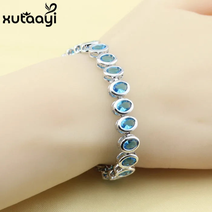 CZ Sterling Silver Bracelet for Women, Adjustable Link Chain