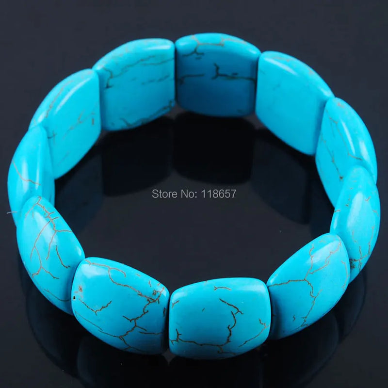 Howlite Turquoise Gem Stones Bracelet Stretch 7 Inches IK3044