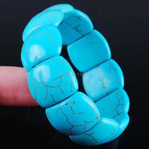 Howlite Turquoise Gem Stones Bracelet Stretch 7 Inches IK3044