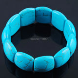 Howlite Turquoise Gem Stones Bracelet Stretch 7 Inches IK3044