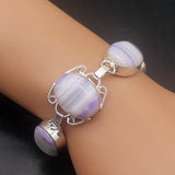 Botswana Agate Blue Topaz Chain Bracelet 7.75 Inch