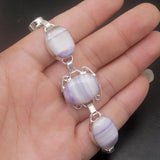 Botswana Agate Blue Topaz Chain Bracelet 7.75 Inch