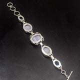 Botswana Agate Blue Topaz Chain Bracelet 7.75 Inch