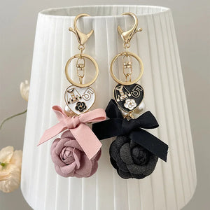 Fabric Rose Keychain Key Ring Car Bag Pendant Decoration Accessories