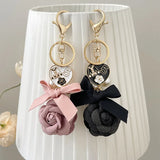 Fabric Rose Keychain Key Ring Car Bag Pendant Decoration Accessories