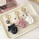 Fabric Rose Keychain Key Ring Car Bag Pendant Decoration Accessories