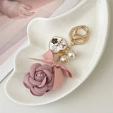 Fabric Rose Keychain Key Ring Car Bag Pendant Decoration Accessories