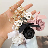 Fabric Rose Keychain Key Ring Car Bag Pendant Decoration Accessories