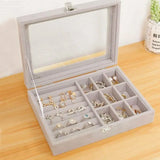 Velvet Jewelry Box Earring Storage Display Case Holder