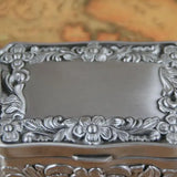 Flower Carved Jewellery Storage Box Zinc-alloy Metal Trinket Case