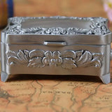 Flower Carved Jewellery Storage Box Zinc-alloy Metal Trinket Case
