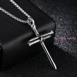 Polished Cross Pendant Necklace High Stainless Steel Round Box Link Silver