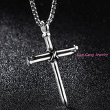 Polished Cross Pendant Necklace High Stainless Steel Round Box Link Silver