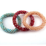 Glass Crystal Bracelets 6pc Lot 3mm - Different Colors