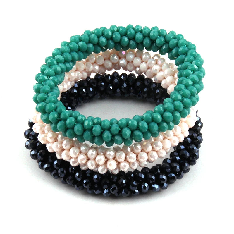 Glass Crystal Bracelets 6pc Lot 3mm - Different Colors