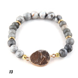 8mm Stone Druzy Charm Bracelet