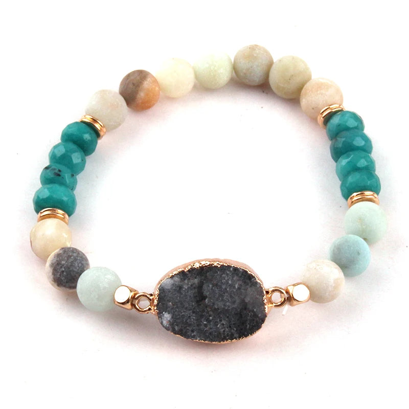 8mm Stone Druzy Charm Bracelet