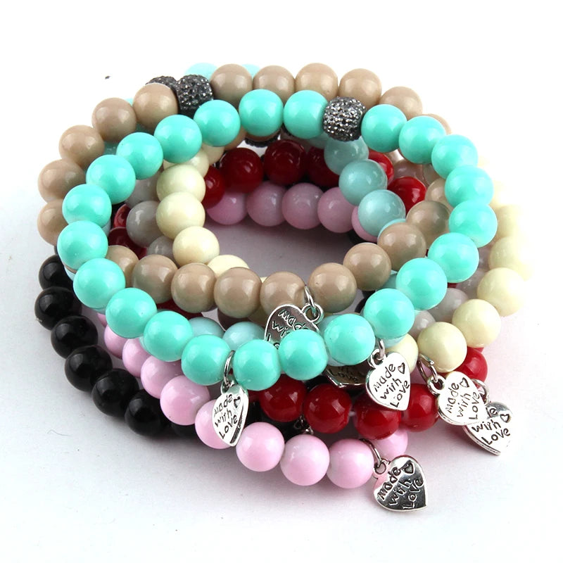 10pc Pfm Glass Bracelet Set, Assorted Colors