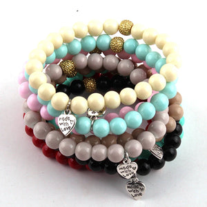 10pc Pfm Glass Bracelet Set, Assorted Colors