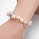 Glass Beads Bracelet for Girls, Pink Crystal Bracelet