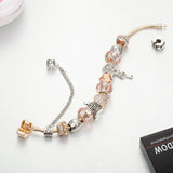 Glass Beads Bracelet for Girls, Pink Crystal Bracelet