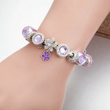 Girls Crystal Glass Beads Bracelet Pink