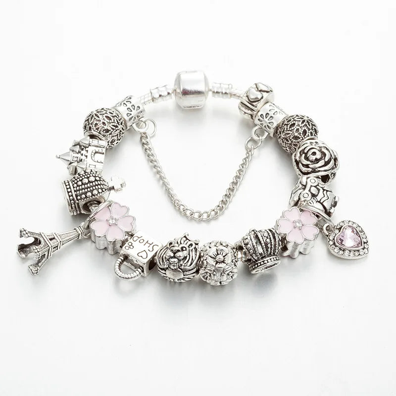 Girls Crystal Glass Beads Bracelet - Sparkling Charm Jewelry