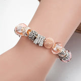Girls Glass Beads Bracelet with Crystals