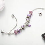 Girls Crystal Glass Beads Bracelet Pink