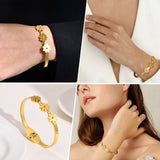 CZ Stone Bracelet for Women, Stainless Steel Daisies Bracelet