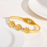 CZ Stone Bracelet for Women, Stainless Steel Daisies Bracelet