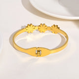CZ Stone Bracelet for Women, Stainless Steel Daisies Bracelet