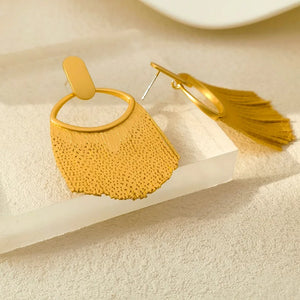 925 Silver Needle Jewelry Chain Tassel Earrings