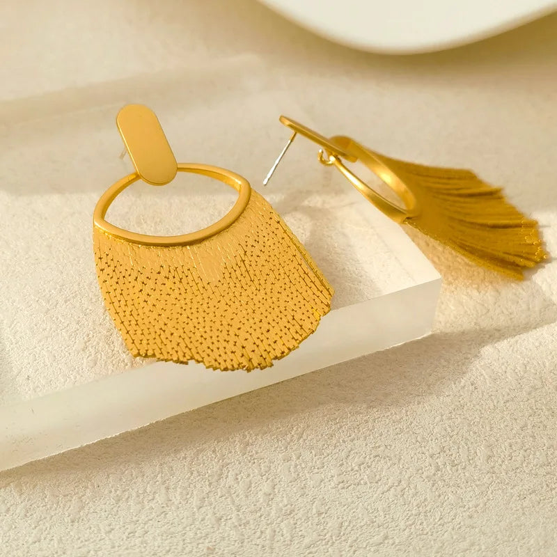 925 Silver Needle Jewelry Chain Tassel Earrings