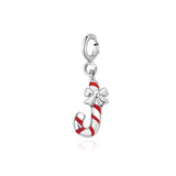 Christmas Candy Cane Pendant 925 Sterling Silver Plated Necklace Accessories