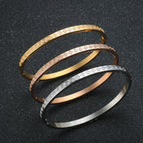 Classic Rhombus Crystal Rhinestone Pave Bangles Stainless Steel CZ Bangles