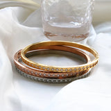 Classic Rhombus Crystal Rhinestone Pave Bangles Stainless Steel CZ Bangles
