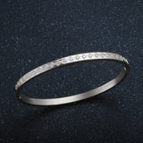 Classic Rhombus Crystal Rhinestone Pave Bangles Stainless Steel CZ Bangles
