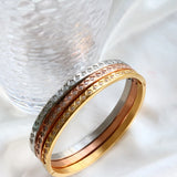 Classic Rhombus Crystal Rhinestone Pave Bangles Stainless Steel CZ Bangles
