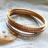 Classic Rhombus Crystal Rhinestone Pave Bangles Stainless Steel CZ Bangles
