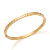 Classic Rhombus Crystal Rhinestone Pave Bangles Stainless Steel CZ Bangles