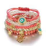 Colorful Bead Bracelet Layer Bohenia Evil Eye Stretch Bracelet