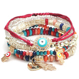 Colorful Bead Bracelet Layer Bohenia Evil Eye Stretch Bracelet