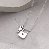 925 Silver Lock & Key Pendant Necklace with Zircon