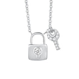 925 Silver Lock & Key Pendant Necklace with Zircon