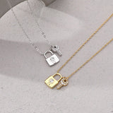 925 Silver Lock & Key Pendant Necklace with Zircon