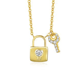 925 Silver Lock & Key Pendant Necklace with Zircon