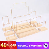 Jewelry Display Rack Stand Holder Earrings Necklace Organizer Wood Base
