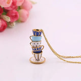 Enamel Glaze Necklace Earrings Set Teapot Pendants